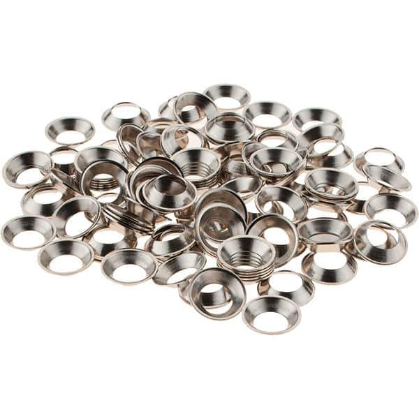 Value Collection - 3/32" Thick, Nickel-Plated Finish, Brass, Flush Type Finishing Washer - 0.488" OD - Apex Tool & Supply