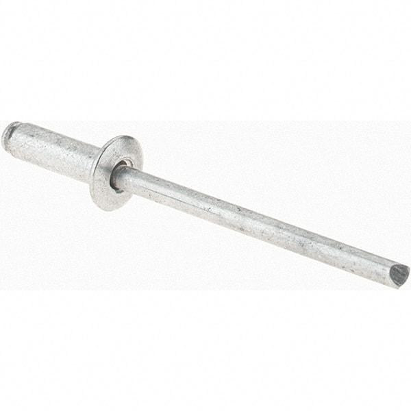 Value Collection - Size 44 Dome Head Aluminum Open End Blind Rivet - Aluminum Mandrel, 0.188" to 1/4" Grip, 1/4" Head Diam, 0.129" to 0.133" Hole Diam, 0.4" Length Under Head, 1/8" Body Diam - Apex Tool & Supply