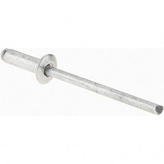 Value Collection - Size 44 Dome Head Aluminum Open End Blind Rivet - Aluminum Mandrel, 0.188" to 1/4" Grip, 1/4" Head Diam, 0.129" to 0.133" Hole Diam, 0.4" Length Under Head, 1/8" Body Diam - Apex Tool & Supply