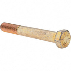 Value Collection - 1/2-20 UNF, 4" Length Under Head Hex Head Cap Screw - Partially Threaded, Grade 8 Alloy Steel, Zinc Yellow Dichromate Finish, 3/4" Hex - Apex Tool & Supply