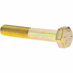 Value Collection - 5/16-24 UNF, 2" Length Under Head Hex Head Cap Screw - Partially Threaded, Grade 8 Alloy Steel, Zinc Yellow Dichromate Finish, 1/2" Hex - Apex Tool & Supply