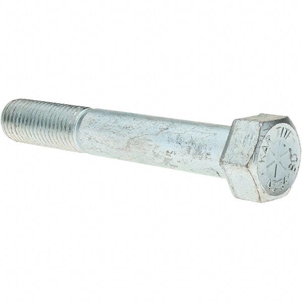 Value Collection - 7/8-9 UNC, 6" Length Under Head Hex Head Cap Screw - Partially Threaded, Grade 8 Alloy Steel, Zinc-Plated Finish, 1-5/16" Hex - Apex Tool & Supply