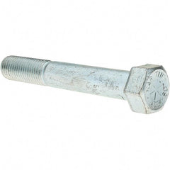 Value Collection - 7/8-9 UNC, 6" Length Under Head Hex Head Cap Screw - Partially Threaded, Grade 8 Alloy Steel, Zinc-Plated Finish, 1-5/16" Hex - Apex Tool & Supply
