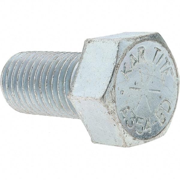 Value Collection - 1-8 UNC, 2" Length Under Head Hex Head Cap Screw - Fully Threaded, Grade 8 Alloy Steel, Zinc-Plated Finish, 1-1/2" Hex - Apex Tool & Supply