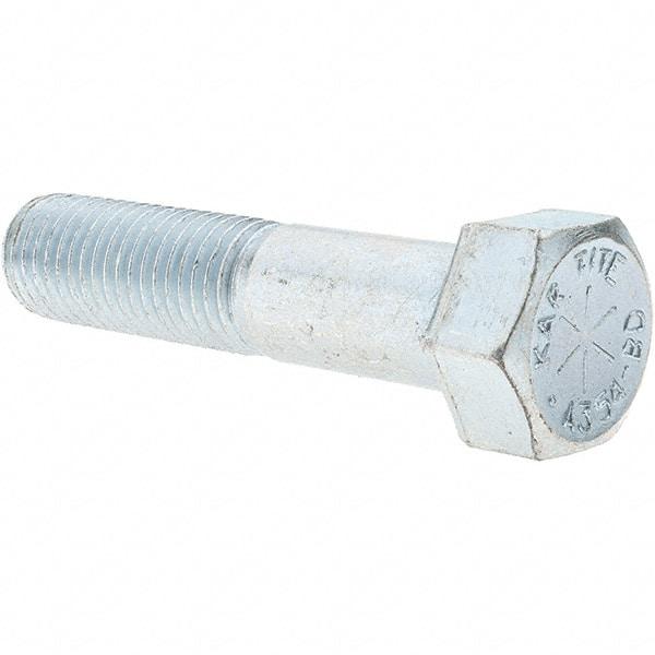 Value Collection - 7/8-9 UNC, 4" Length Under Head Hex Head Cap Screw - Partially Threaded, Grade 8 Alloy Steel, Zinc-Plated Finish, 1-5/16" Hex - Apex Tool & Supply