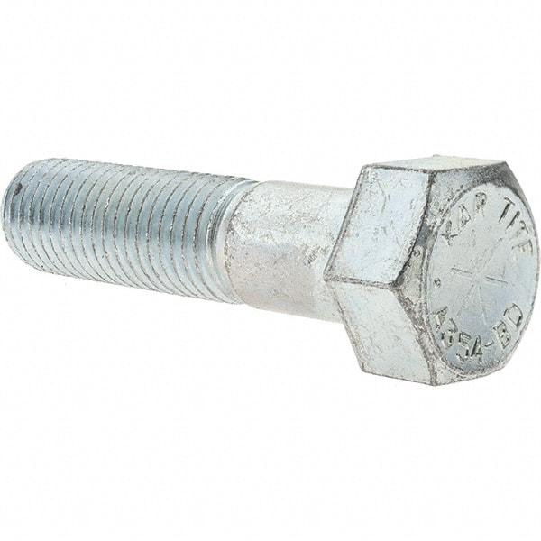 Value Collection - 7/8-9 UNC, 3-1/2" Length Under Head Hex Head Cap Screw - Partially Threaded, Grade 8 Alloy Steel, Zinc-Plated Finish, 1-5/16" Hex - Apex Tool & Supply