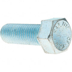 Value Collection - 7/8-9 UNC, 2-1/2" Length Under Head Hex Head Cap Screw - Partially Threaded, Grade 8 Alloy Steel, Zinc-Plated Finish, 1-5/16" Hex - Apex Tool & Supply