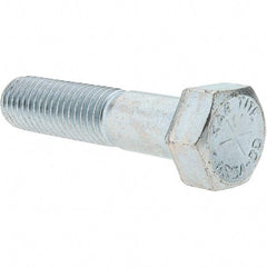 Value Collection - 5/8-11 UNC, 2-3/4" Length Under Head Hex Head Cap Screw - Partially Threaded, Grade 8 Alloy Steel, Zinc-Plated Finish, 15/16" Hex - Apex Tool & Supply
