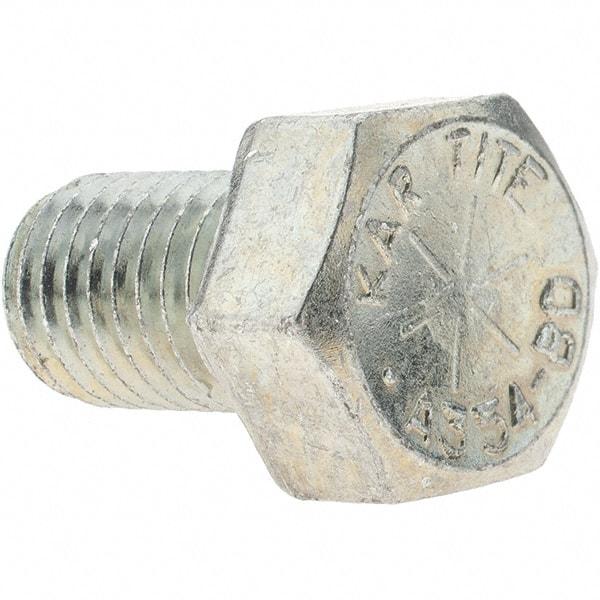 Value Collection - 5/8-11 UNC, 1" Length Under Head Hex Head Cap Screw - Fully Threaded, Grade 8 Alloy Steel, Zinc-Plated Finish, 15/16" Hex - Apex Tool & Supply