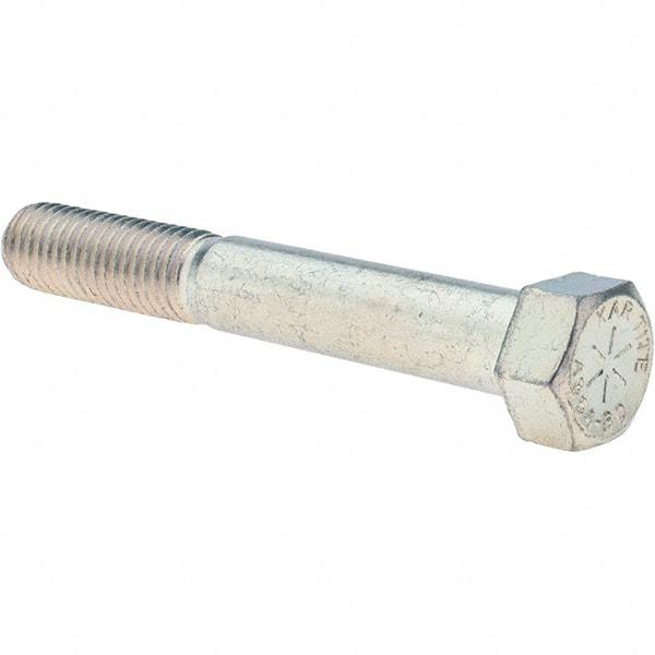 Value Collection - 9/16-12 UNC, 4" Length Under Head Hex Head Cap Screw - Partially Threaded, Grade 8 Alloy Steel, Zinc-Plated Finish, 13/16" Hex - Apex Tool & Supply