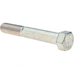 Value Collection - 9/16-12 UNC, 4" Length Under Head Hex Head Cap Screw - Partially Threaded, Grade 8 Alloy Steel, Zinc-Plated Finish, 13/16" Hex - Apex Tool & Supply
