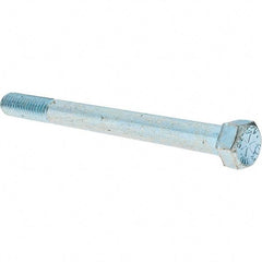 Value Collection - 7/16-14 UNC, 5" Length Under Head Hex Head Cap Screw - Partially Threaded, Grade 8 Alloy Steel, Zinc-Plated Finish, 5/8" Hex - Apex Tool & Supply