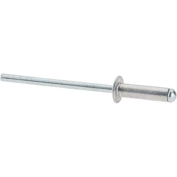 Value Collection - Size 45 Dome Head Aluminum Open End Blind Rivet - Steel Mandrel, 0.251" to 0.312" Grip, 1/4" Head Diam, 0.129" to 0.133" Hole Diam, 0.462" Length Under Head, 1/8" Body Diam - Apex Tool & Supply