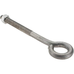 Value Collection - 1/2-13, Stainless Steel Wire Turned Open Eye Bolt - 4" Thread Length, 1" ID, 6" Shank Length - Apex Tool & Supply