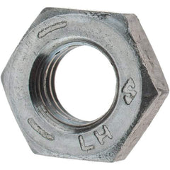 Value Collection - 1/4-28 UNF Steel Left Hand Hex Jam Nut - 7/16" Across Flats, 0.1562" High, Zinc Clear Finish - Apex Tool & Supply
