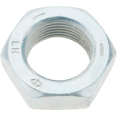 Made in USA - 1-14 UNF Steel Left Hand Hex Jam Nut - 1-1/2" Across Flats, 0.5469" High, Zinc Clear Finish - Apex Tool & Supply