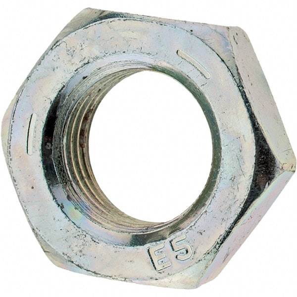 Value Collection - 9/16-18 UNF Steel Left Hand Hex Jam Nut - 7/8" Across Flats, 5/16" High, Zinc Clear Finish - Apex Tool & Supply