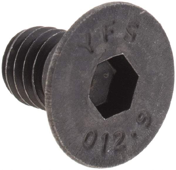Value Collection - M6x1.00 Metric Coarse Hex Socket Drive, 90° Flat Screw - Grade 12.9 Alloy Steel, Black Oxide Finish, Fully Threaded, 10mm OAL - Apex Tool & Supply