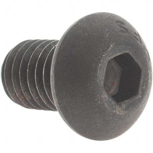 Value Collection - 3/8-16 UNC Hex Socket Drive, Button Screw - Alloy Steel, Black Oxide Finish, Fully Threaded, 5/8" Length Under Head - Apex Tool & Supply