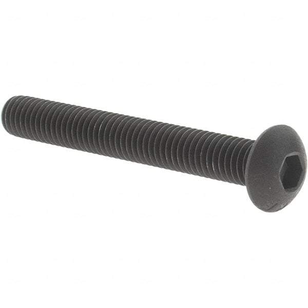 Value Collection - #10-32 UNF Hex Socket Drive, Button Screw - Alloy Steel, Black Oxide Finish, Fully Threaded, 1-1/2" Length Under Head - Apex Tool & Supply