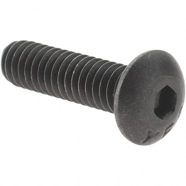 Value Collection - #8-32 UNC Hex Socket Drive, Button Screw - Alloy Steel, Black Oxide Finish, Fully Threaded, 5/8" Length Under Head - Apex Tool & Supply