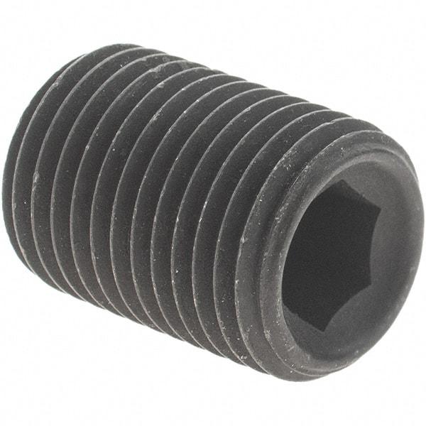 Value Collection - 1/2-20 UNF, 3/4" Long, Knurled Cup Point Set Screw - Grade 8 Alloy Steel, 1/4" Key - Apex Tool & Supply