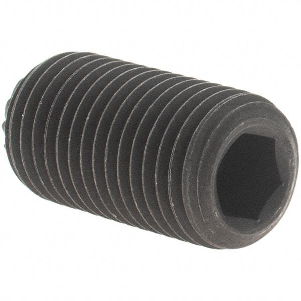 Value Collection - 3/8-24 UNF, 3/4" OAL, Knurled Cup Point Set Screw - Grade 8 Alloy Steel, 3/16" Key - Apex Tool & Supply