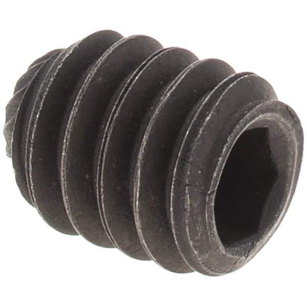Value Collection - 1/4-20 UNC, 5/16" OAL, Knurled Cup Point Set Screw - Grade 8 Alloy Steel, 1/8" Key - Apex Tool & Supply