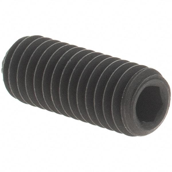Value Collection - #10-32 UNF, 1/2" OAL, Knurled Cup Point Set Screw - Grade 8 Alloy Steel, 3/32" Key - Apex Tool & Supply