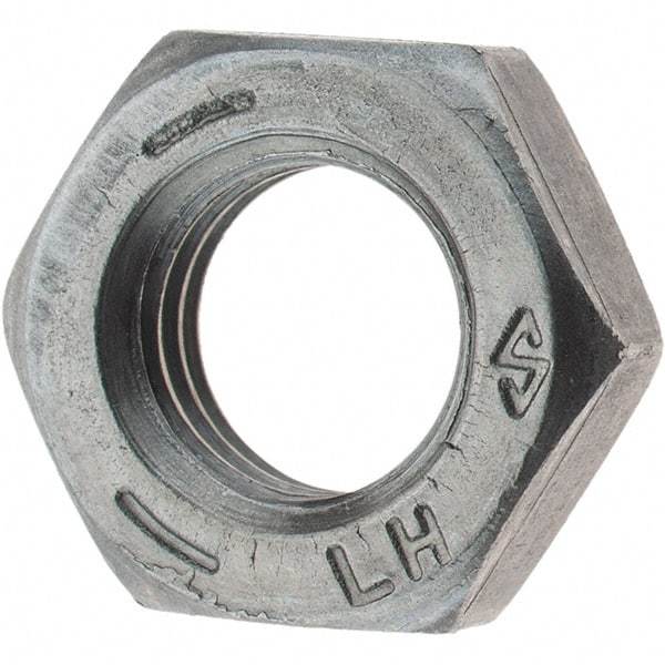Value Collection - 5/16-24 UNF Steel Left Hand Hex Jam Nut - 1/2" Across Flats, 3/16" High, Zinc Clear Finish - Apex Tool & Supply