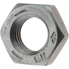 Value Collection - 5/16-24 UNF Steel Left Hand Hex Jam Nut - 1/2" Across Flats, 3/16" High, Zinc Clear Finish - Apex Tool & Supply