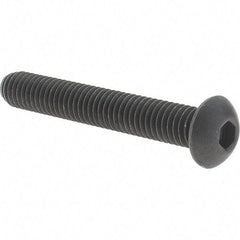 Value Collection - 3/8-16 UNC Hex Socket Drive, Button Screw - Alloy Steel, Black Oxide Finish, Fully Threaded, 2-1/2" Length Under Head - Apex Tool & Supply