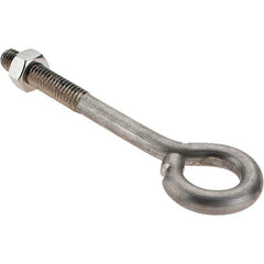 Value Collection - 5/16-18, Stainless Steel Wire Turned Open Eye Bolt - 1-1/2" Thread Length, 5/8" ID, 3" Shank Length - Apex Tool & Supply