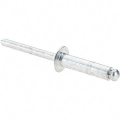 Value Collection - Size 812 Dome Head Aluminum Open End Blind Rivet - Aluminum Mandrel, 0.626" to 3/4" Grip, 1/2" Head Diam, 0.257" to 0.261" Hole Diam, 1" Length Under Head, 1/4" Body Diam - Apex Tool & Supply