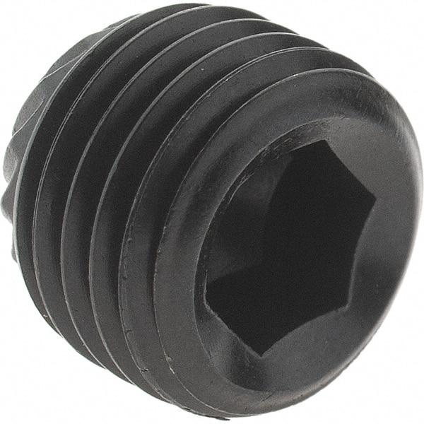 Value Collection - 3/8-24 UNF, 5/16" Long, Knurled Cup Point Set Screw - Grade 8 Alloy Steel, 3/16" Key - Apex Tool & Supply