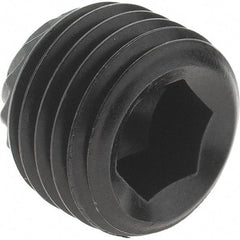 Value Collection - 3/8-24 UNF, 5/16" Long, Knurled Cup Point Set Screw - Grade 8 Alloy Steel, 3/16" Key - Apex Tool & Supply