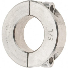 Value Collection - 7/8" Bore, Stainless Steel, Two Piece Shaft Collar - 1-5/8" Outside Diam, 1/2" Wide - Apex Tool & Supply