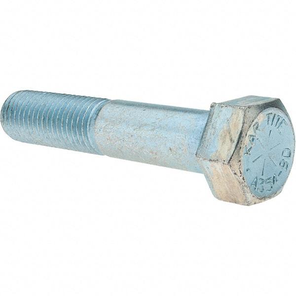 Value Collection - 7/8-9 UNC, 4-1/2" Length Under Head Hex Head Cap Screw - Partially Threaded, Grade 8 Alloy Steel, Zinc-Plated Finish, 1-5/16" Hex - Apex Tool & Supply