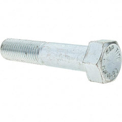 Value Collection - 1-8 UNC, 5" Length Under Head Hex Head Cap Screw - Partially Threaded, Grade 8 Alloy Steel, Zinc-Plated Finish, 1-1/2" Hex - Apex Tool & Supply