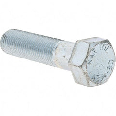 Value Collection - 1/2-20 UNF, 2" Length Under Head Hex Head Cap Screw - Partially Threaded, Grade 8 Alloy Steel, Zinc-Plated Finish, 3/4" Hex - Apex Tool & Supply