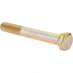 Value Collection - 3/8-24 UNF, 3" Length Under Head Hex Head Cap Screw - Partially Threaded, Grade 8 Alloy Steel, Zinc Yellow Dichromate Finish, 9/16" Hex - Apex Tool & Supply