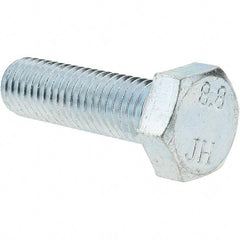 Value Collection - M12x1.75mm Metric Coarse, 40mm Length Under Head Hex Head Cap Screw - Fully Threaded, Grade 8.8 Steel, Zinc-Plated Finish, 19mm Hex - Apex Tool & Supply