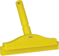 Vikan - 10" Rubber Blade Floor Squeegee - Double Edge, Yellow, Plastic Holder - Apex Tool & Supply