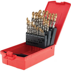 DORMER - 1 to 13mm, 118° Point, TiN Finish, High Speed Steel Jobber Length Drill Bit Set - Apex Tool & Supply