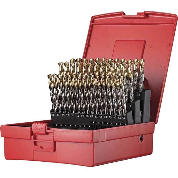 DORMER - 6 to 10mm, 118° Point, TiN Finish, High Speed Steel Jobber Length Drill Bit Set - Apex Tool & Supply