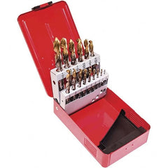 DORMER - 1/16 to 1/2", 118° Point, TiN Finish, High Speed Steel Jobber Length Drill Bit Set - Apex Tool & Supply