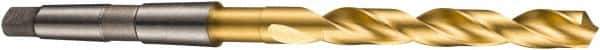 DORMER - 18mm, 2MT 118° Point High Speed Steel Taper Shank Drill Bit - TiN Finish, 130mm Flute Length, 228mm OAL, Spiral Flute, Series A530 - Apex Tool & Supply