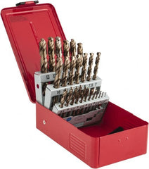 DORMER - 1 to 13mm, 135° Point, Bronze Finish, Cobalt Jobber Length Drill Bit Set - Apex Tool & Supply