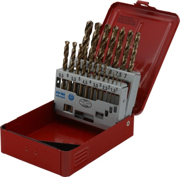 DORMER - 1 to 10mm, 135° Point, Bronze Finish, Cobalt Jobber Length Drill Bit Set - Apex Tool & Supply