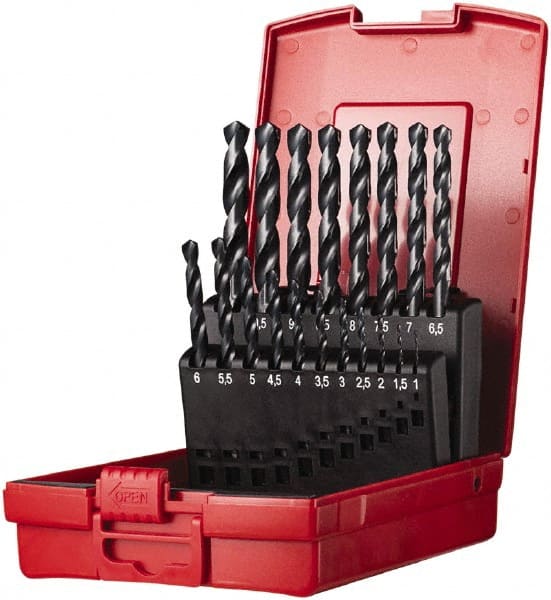 DORMER - 1 to 10mm, 118° Point, Oxide Finish, High Speed Steel Jobber Length Drill Bit Set - Apex Tool & Supply